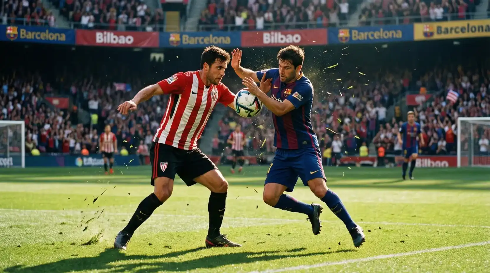 Acción de partido entre Athletic Club y Barcelona