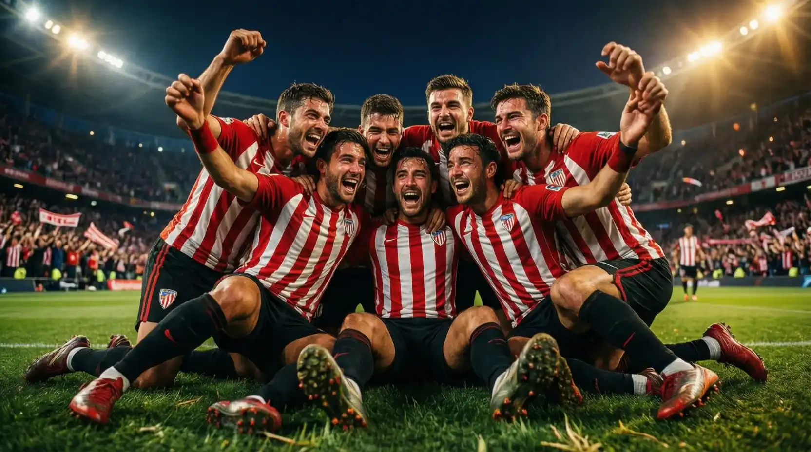 Athletic Club celebrando una victoria en la Europa League
