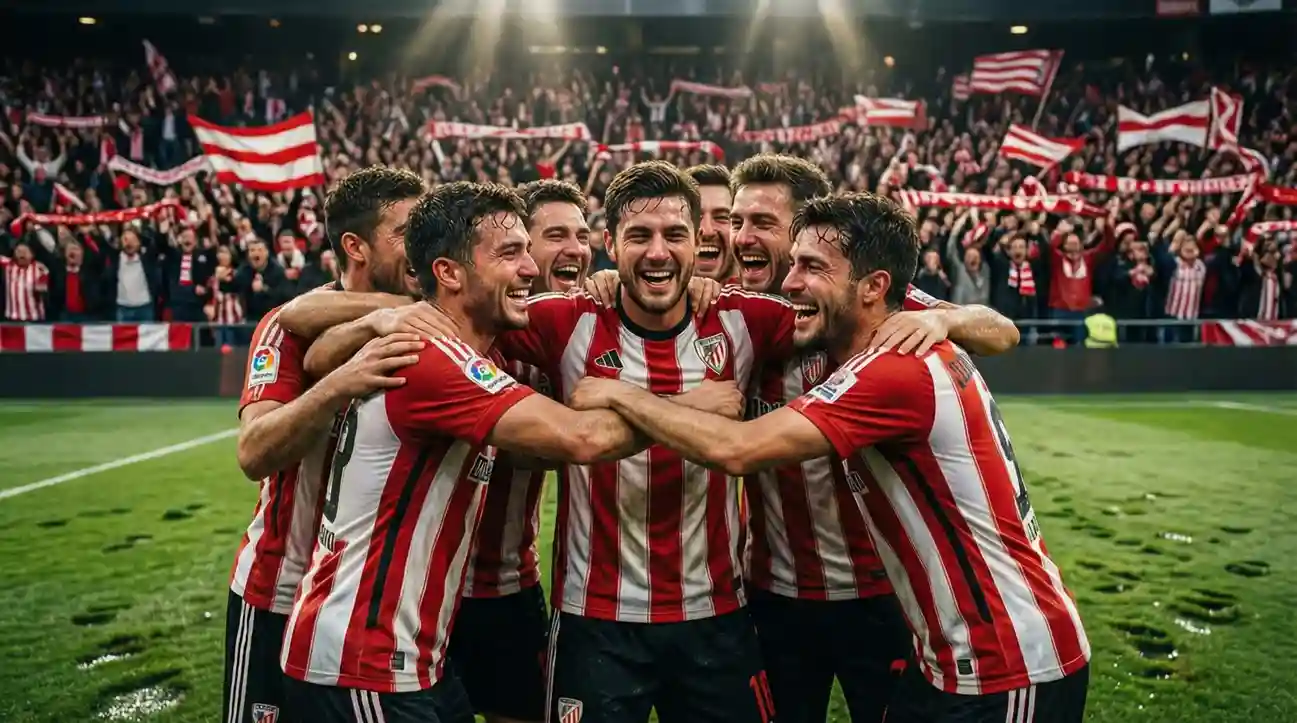 Jugadores del Athletic Club celebrando una victoria en LaLiga