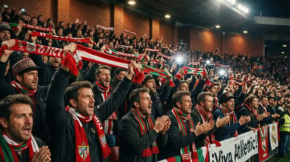 Afición del Athletic Club animando contra el Real Madrid