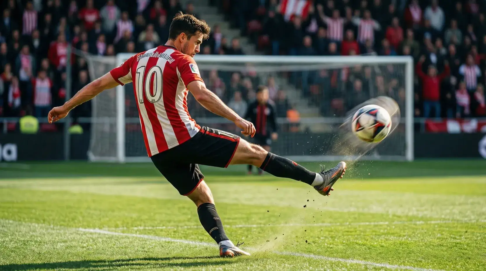 Oihan Sancet disparando a portería durante un partido de LaLiga