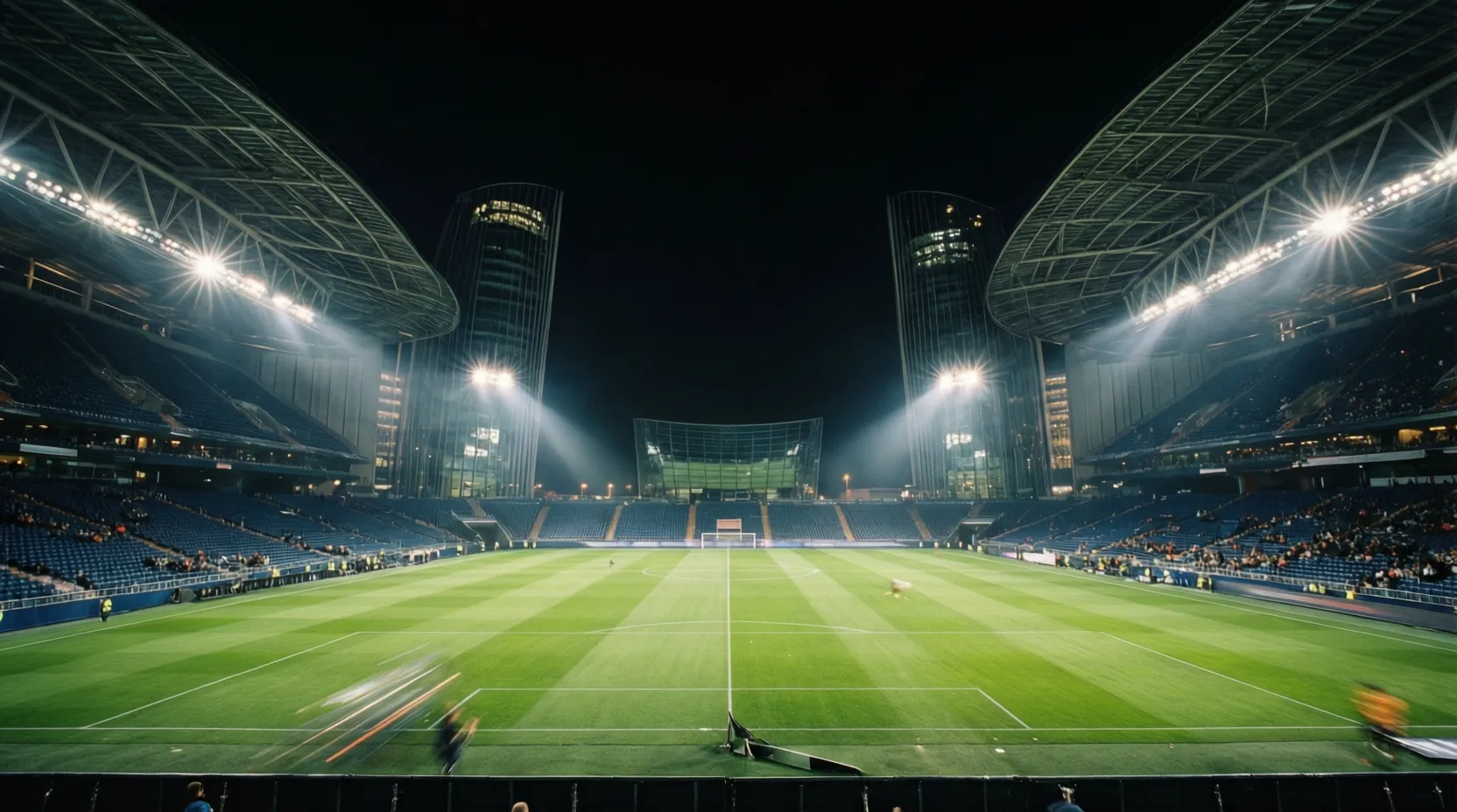 Iluminación espectacular de San Mamés en partido nocturno