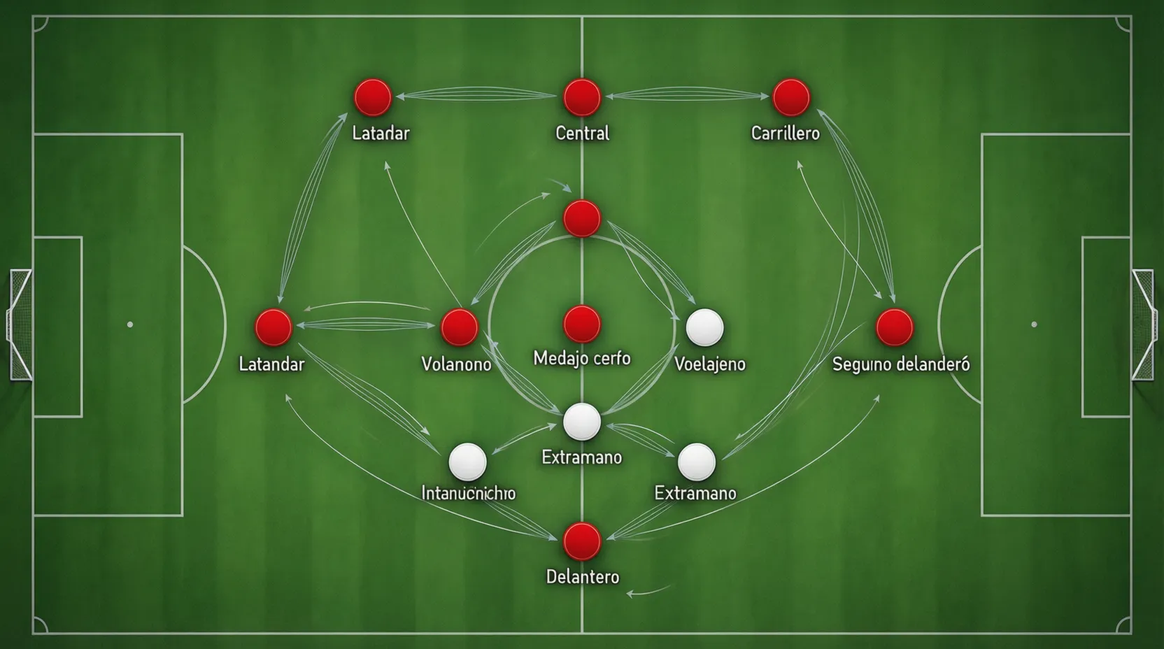 Diagrama táctico del sistema 4-2-3-1 del Athletic Club de Valverde