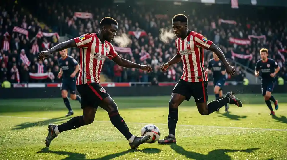Iñaki y Nico Williams en una jugada de contraataque del Athletic Club