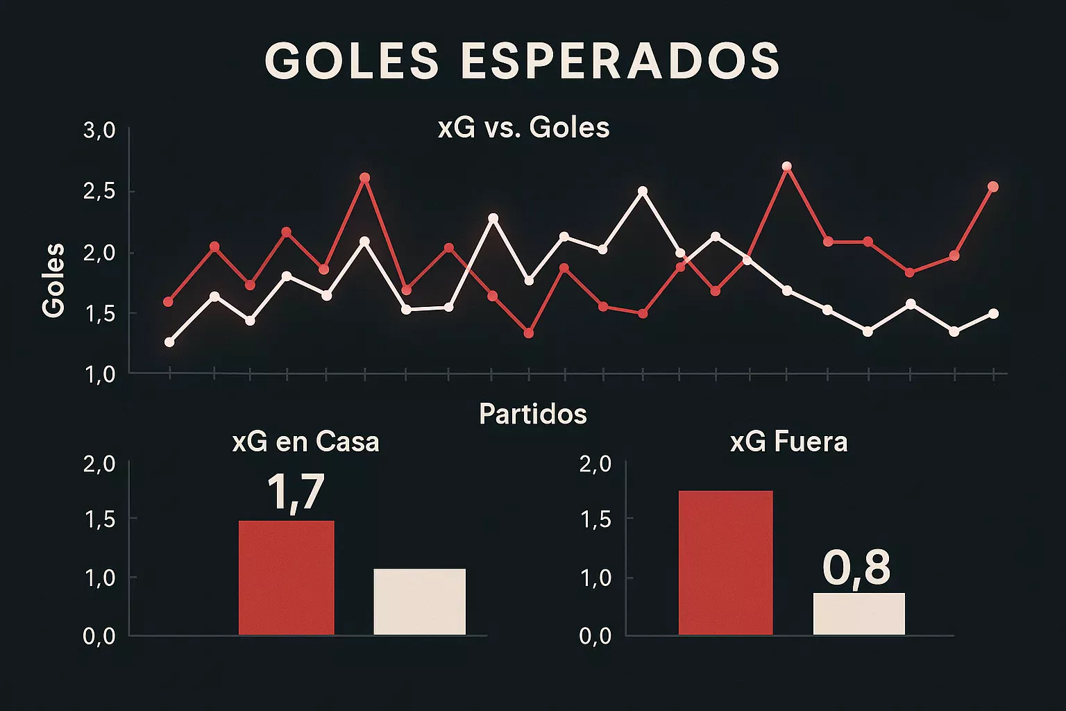 Gráficos comparativos de Expected Goals xG versus goles reales del Athletic Club